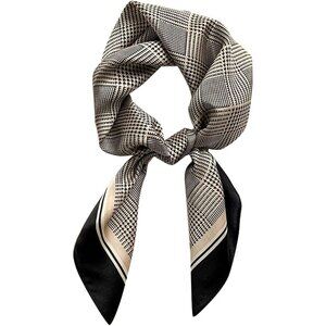 Pure Mulberry Houndstooth Square Scarf Women Soft Head Neck Scarf Gift Packed